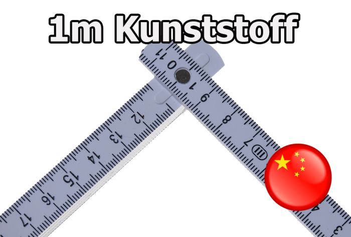 1m weisser Kunststoffzollstock bedruckt - winkel
