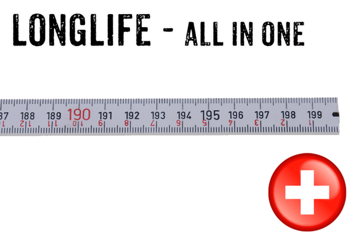 2m Kunststoff Zollstock - LongLife - All in one - Tiefenmass