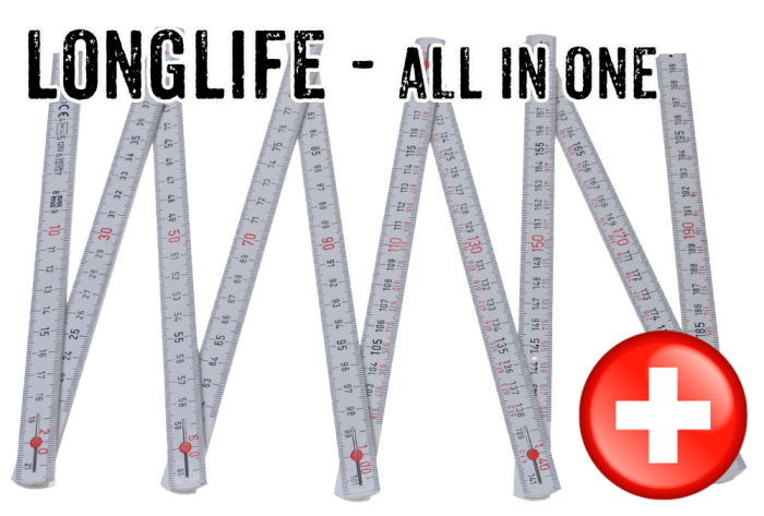 2m Kunststoff Zollstock - LongLife - All in one - Tiefenmass