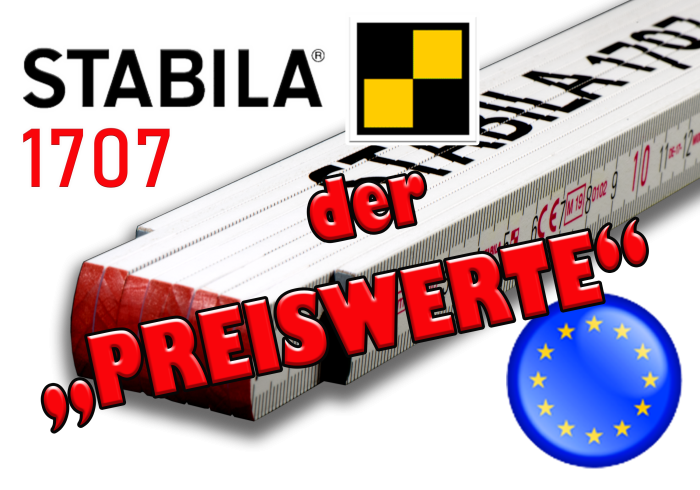 bedruckter Holz Meterstab STabila Kopf