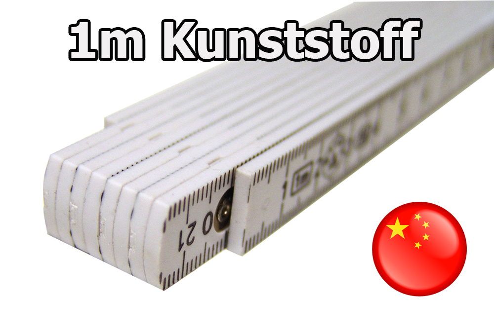 1m weisser Kunststoffzollstock bedruckt - kopf