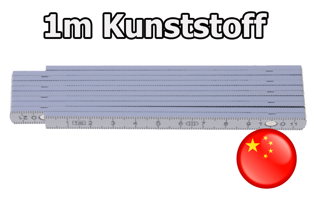 1m weisser Kunststoffzollstock bedruckt - Anfangsglied