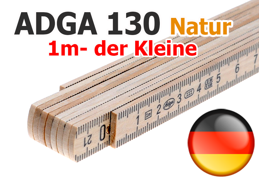 ADGA 130 natur Zollstock  - kopfende