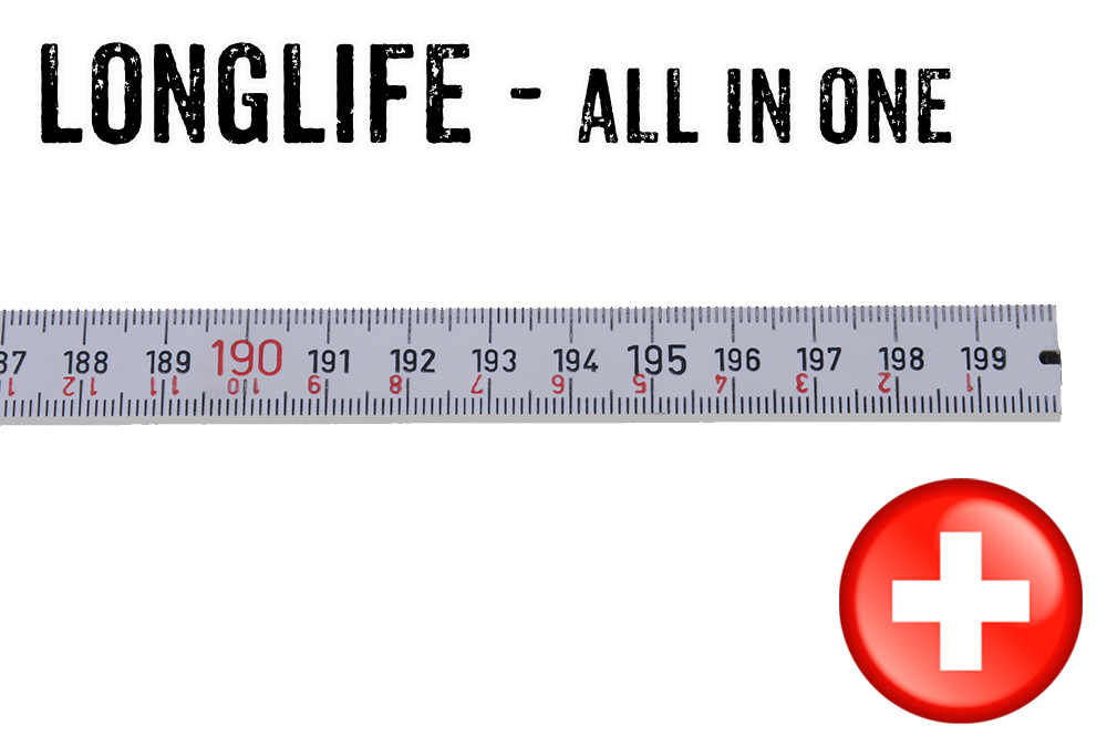 2m Kunststoff Zollstock - LongLife - All in one - Tiefenmass